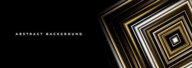 Dark wide 3D abstract luxury background with geometric square shapes