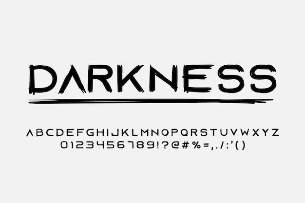 Darkness scribble font black style typography Premium Vector