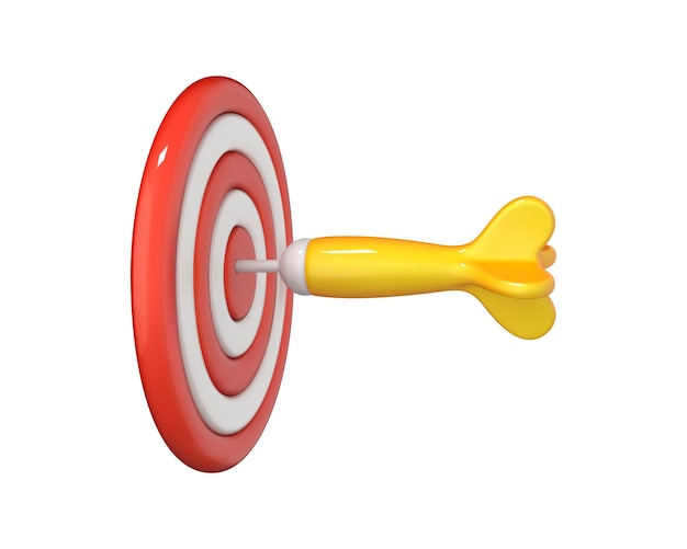 Dart arrow hit the center of target Business finance target goal of success target achievement concept 3d cartoon vector icon13