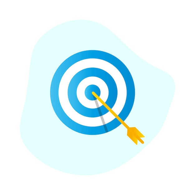 Dart board target with arrow flat design