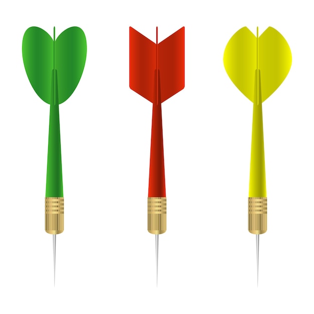 Dart set. Collection of colorful realistic darts. Vector illustration.