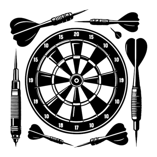 Vector dart sport silhouette vector target icon target goal illustration