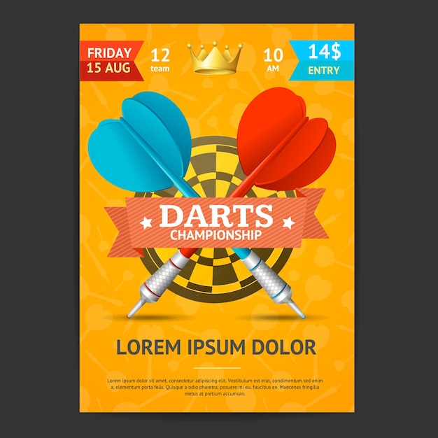 Darts Tournament Poster Card Template Vector