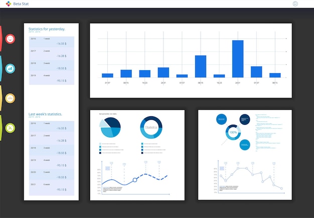 Dashboard, great design for any site purposes. Business infographic template.