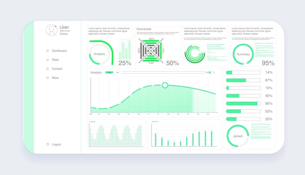 Dashboard, great design for any site purposes. Business infographic template.