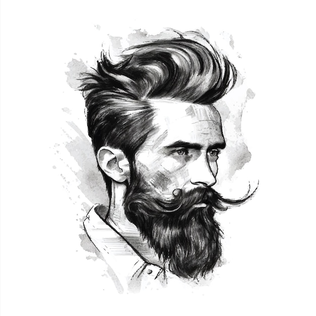 A Dashing Portrait of a Stylish Man with a Suave Haircut WellGroomed Beard and Sharp Mustache