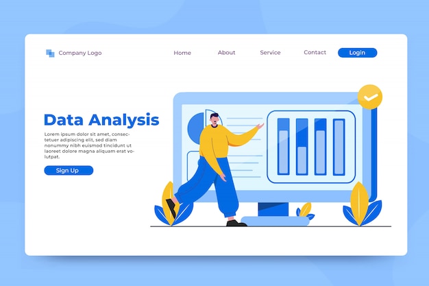 data analysis concept landing page template