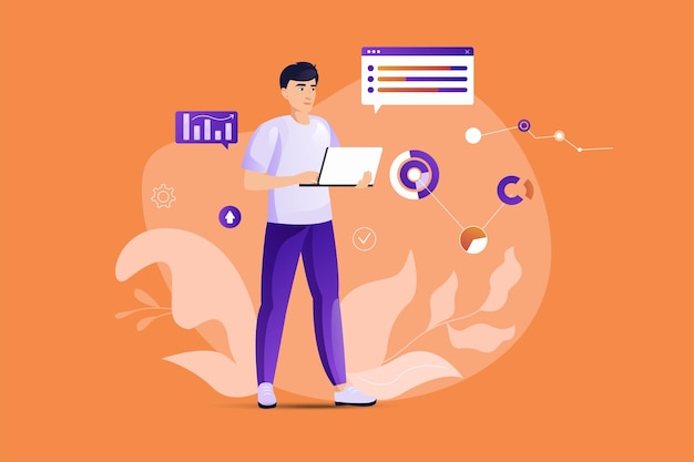 Data analysis concept with people scene vector illustration