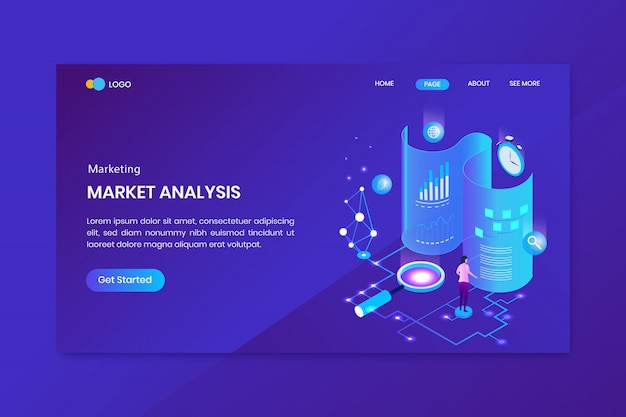 Data Analysis Isometric Concept Landing Page