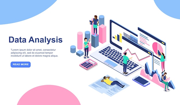 Data analysis modern flat design isometric concept.