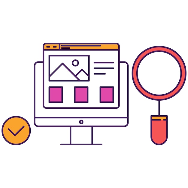 Data analysis and seo monitoring flat vector icon