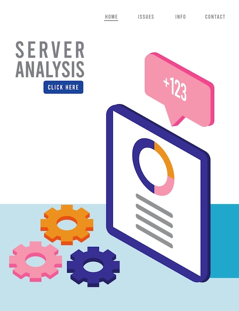 Data analysis technology with tablet device and gears settings.