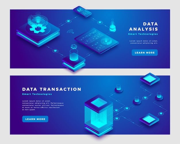 Data analysis and transaction concept banner template