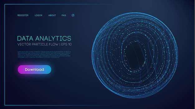 Data Analytics Globe Abstract sphere flow of particles on light background