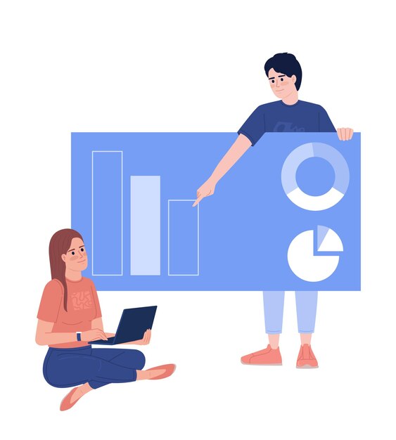 Data analytics team flat concept vector spot illustration