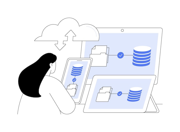 Data backup and recovery abstract concept vector illustration