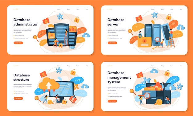 Data base administrator web banner or landing page set