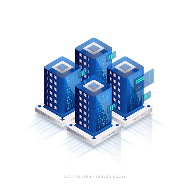 data center technology isometric style