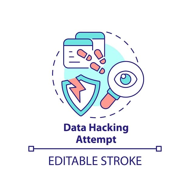 Data hacking attempt concept icon