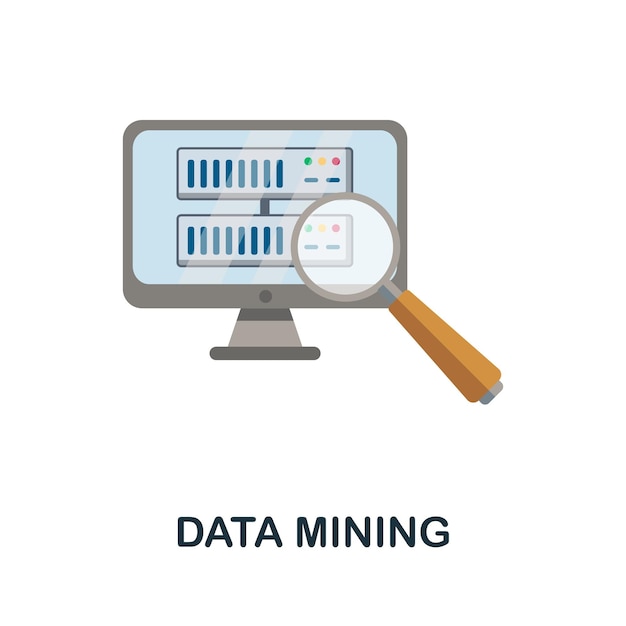 Vector data mining flat icon colored sign from machine learning collection creative data mining icon illustration for web design infographics and more