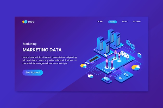 Data Mining Marketing  Isometric Concept Landing Page