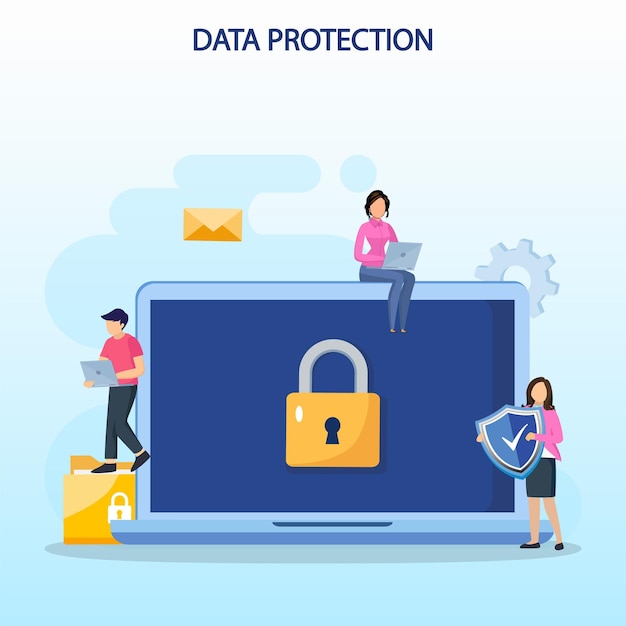 Data protection Concept Data security and privacy and internet security flat vector illustration