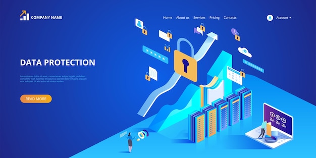 Data protection concept illustration for landing page