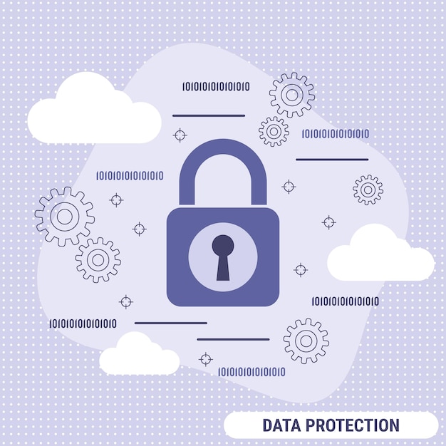 Data protection flat design style vector concept illustration