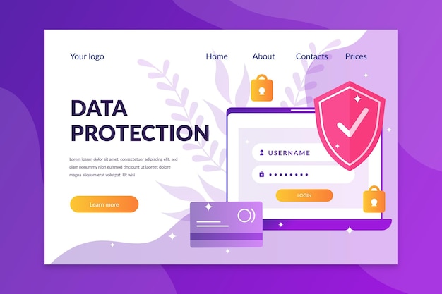 Data protection landing page