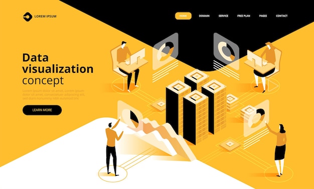 Data visualization concept in the team analyze diagrams