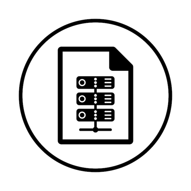 Database document icon Rounded black color