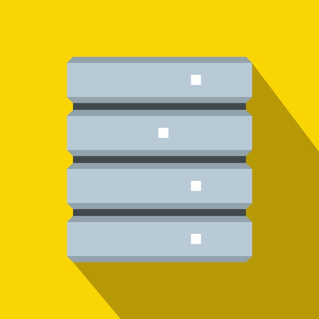 Database icon in flat style on a yellow background