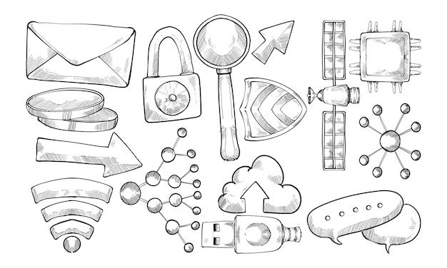 Database and Storage handdrawn collection