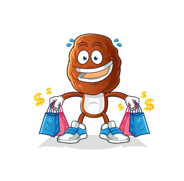 date fruit head cartoon shoping mascot. cartoon vector