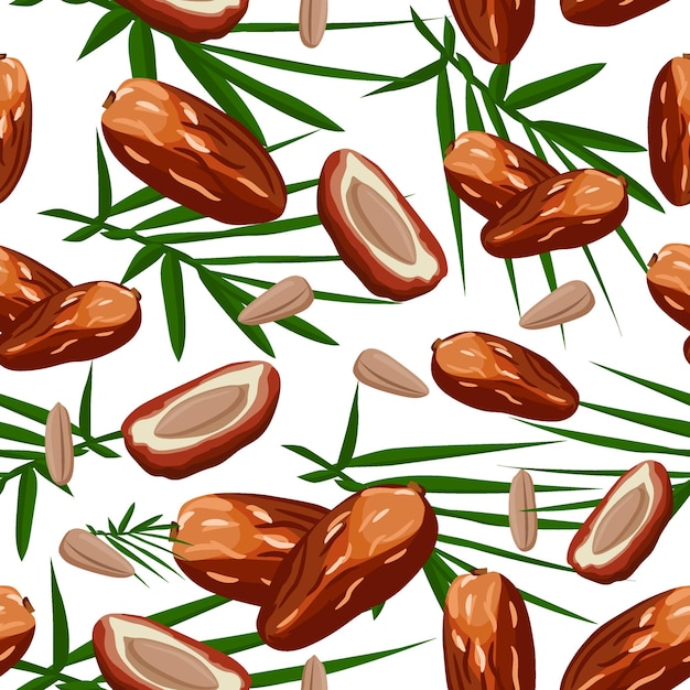 Date palm seamless pattern vector background.