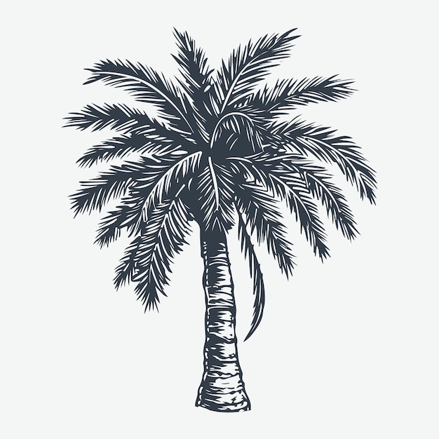 Vector date palm tree vintage woodcut drawing vector