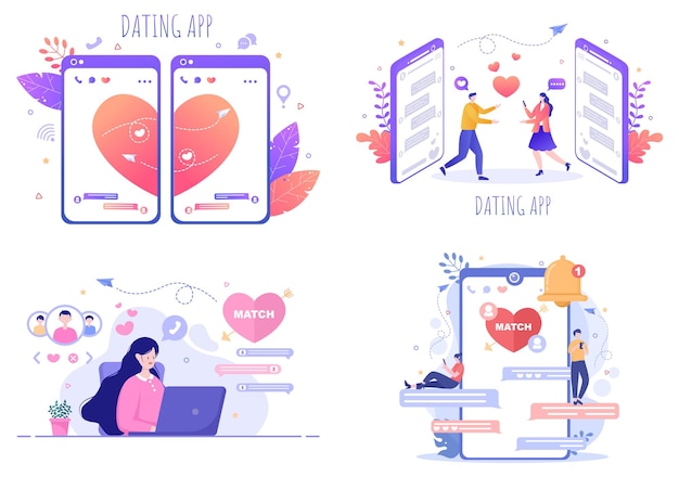 Vector dating app flat design illustration