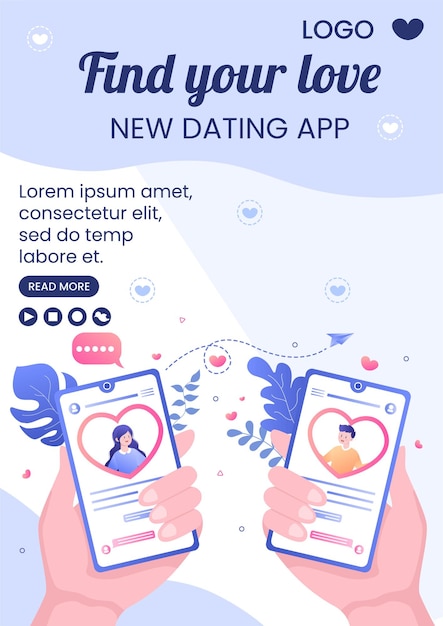 Dating App For a Love Match Flyer Template Flat Design Illustration Editable of Square Background Suitable to Social Media or Valentine Greetings Card