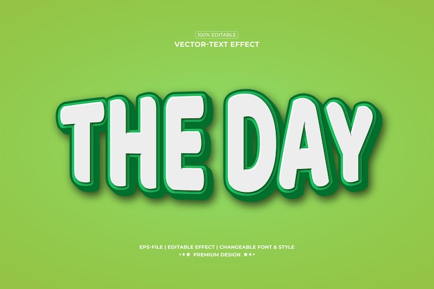 The Day 3d text effect style premium vector Font effects  Presentation Typography Texture