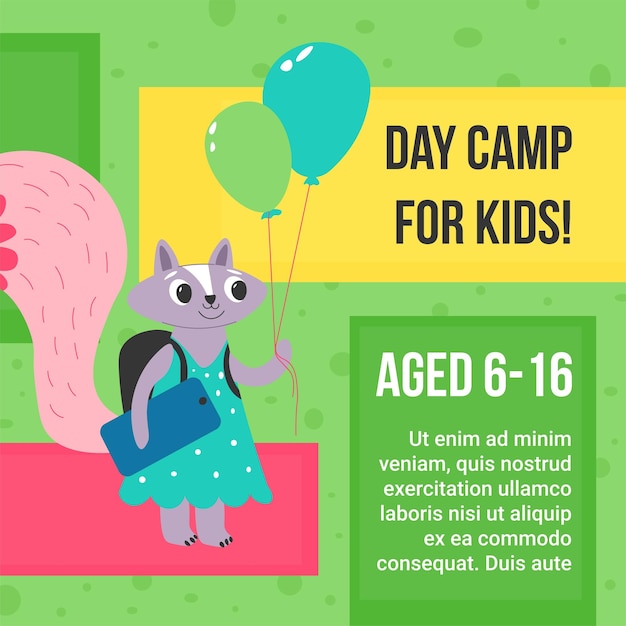 Day camp for kids preschool and teenagers banner