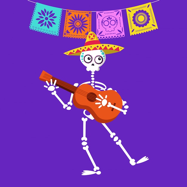 Day of the dead cartoon card