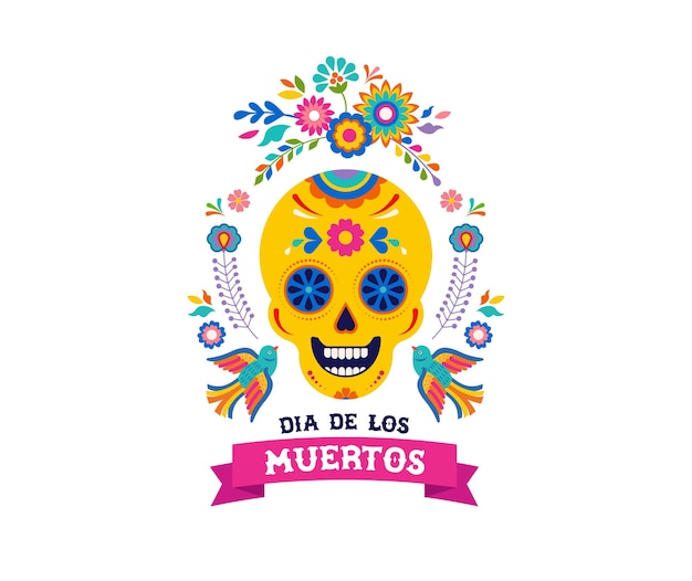 Day of the dead dia de los muertos background banner and greeting card concept with sugar skull