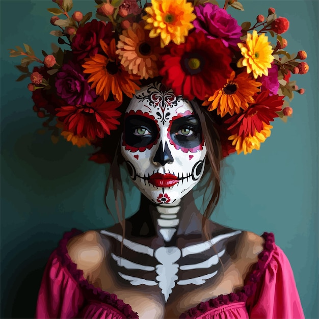 Vector day of the dead generative ai