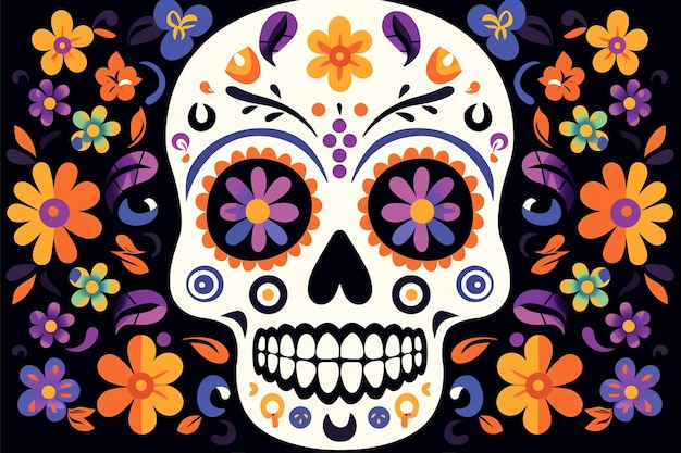 Day Of The Dead Skull Flowers