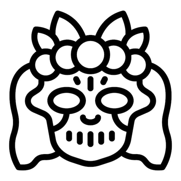 Day of the dead skull wearing flower crown celebrating life