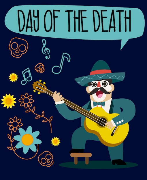 Day of the death vector Mariachi