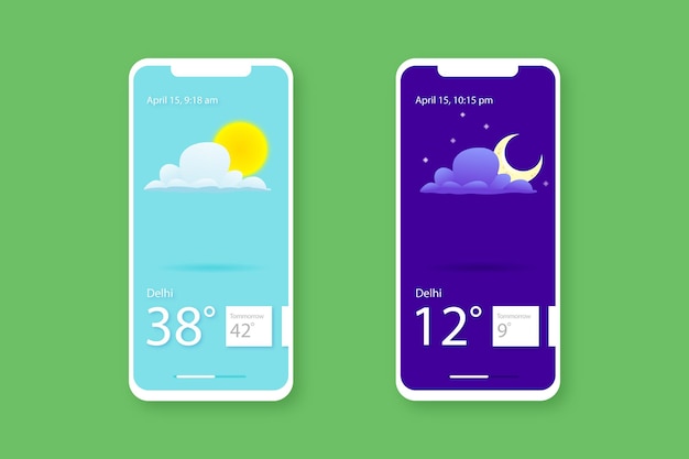 Day Night weather forcast mobile screen weather information