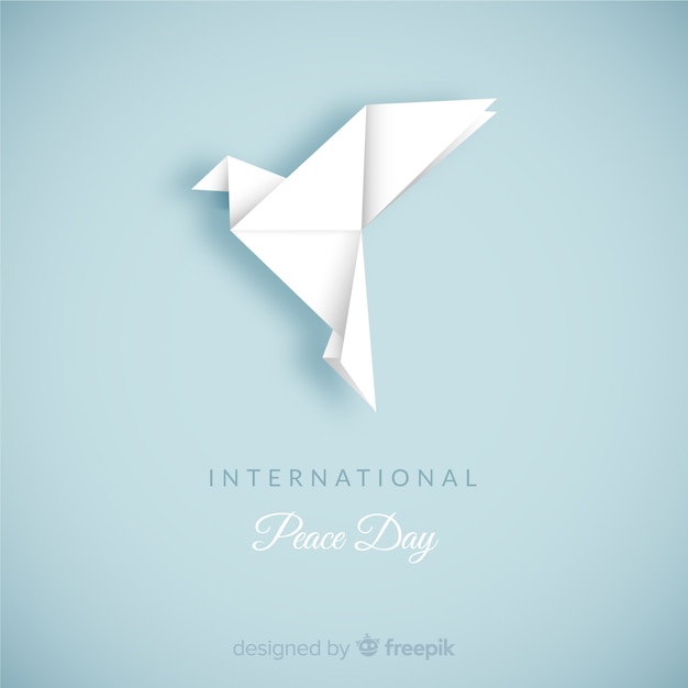 Vector day of peace composition with origami white dove