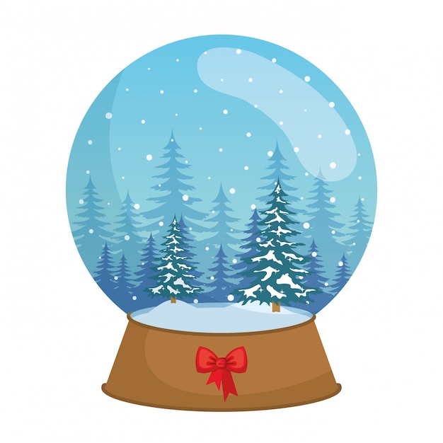 Day snowscape scene in sphere christmas