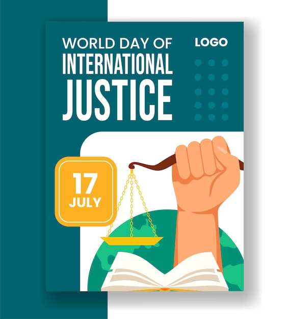 Vector day of social justice vertical poster flat cartoon hand drawn templates background illustration